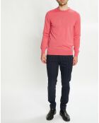 Pull 100% Laine col rond rose foncé