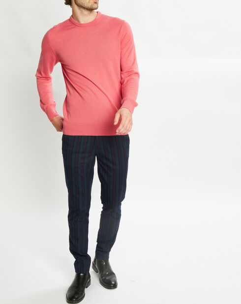 Pull 100% Laine col rond rose foncé