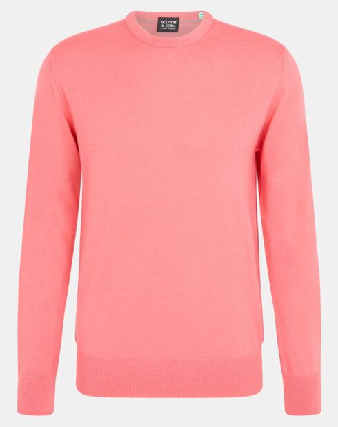 Pull 100% Laine col rond rose foncé