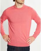 Pull 100% Laine col rond rose foncé