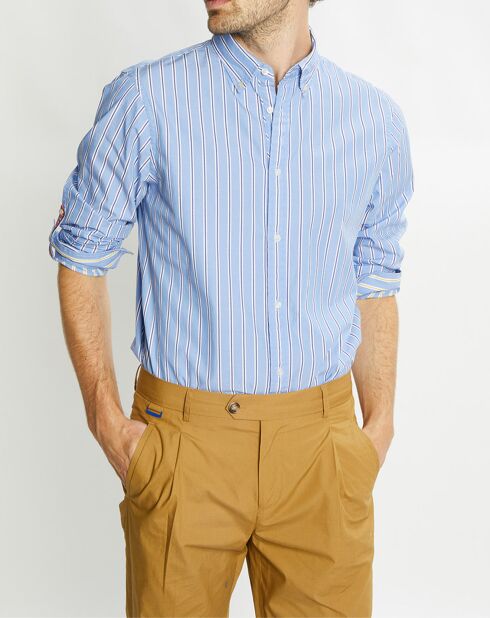 Chemise Regular Fit Baton rayée bleu clair
