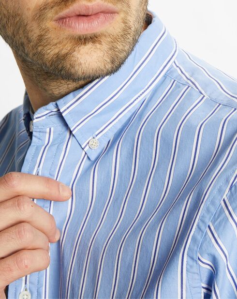 Chemise Regular Fit Baton rayée bleu clair
