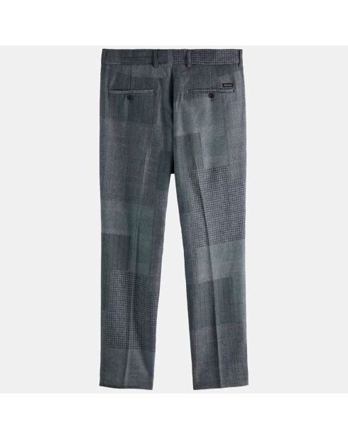 Pantalon Chino Slim Fit en Laine mélangée à carreaux gris chiné