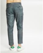 Pantalon Chino Slim Fit en Laine mélangée à carreaux gris chiné