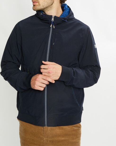 Blouson technique à capuche bleu marine