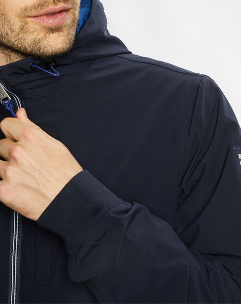 Blouson technique à capuche bleu marine