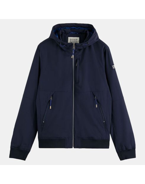 Blouson technique à capuche bleu marine