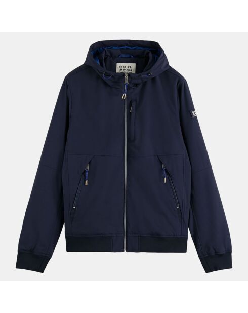 Blouson technique à capuche bleu marine