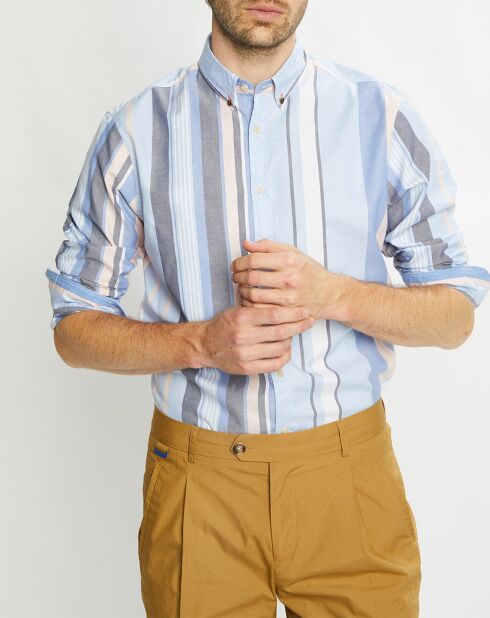 Chemise Regular Fit en Coton Oxford rayée bleu/rose