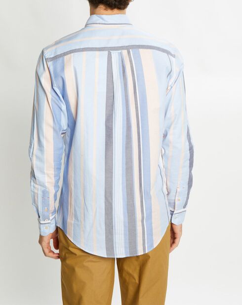 Chemise Regular Fit en Coton Oxford rayée bleu/rose