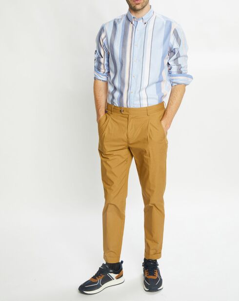 Chemise Regular Fit en Coton Oxford rayée bleu/rose