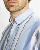 Chemise Regular Fit en Coton Oxford rayée bleu/rose