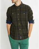 Chemise Regular Fit en Flanelle à carreaux vert foncé