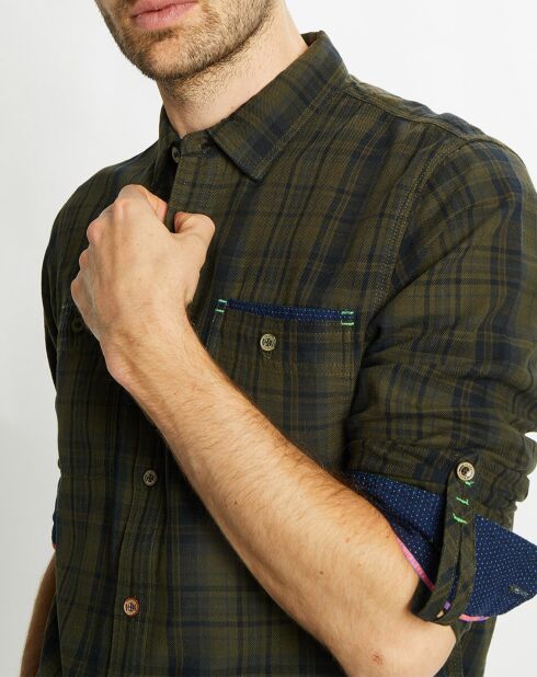 Chemise Regular Fit en Flanelle à carreaux vert foncé