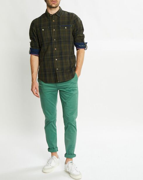 Chemise Regular Fit en Flanelle à carreaux vert foncé