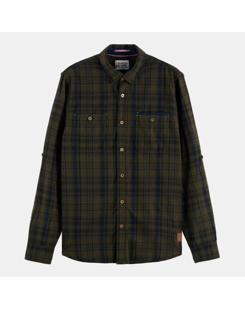 Chemise Regular Fit en Flanelle à carreaux vert foncé