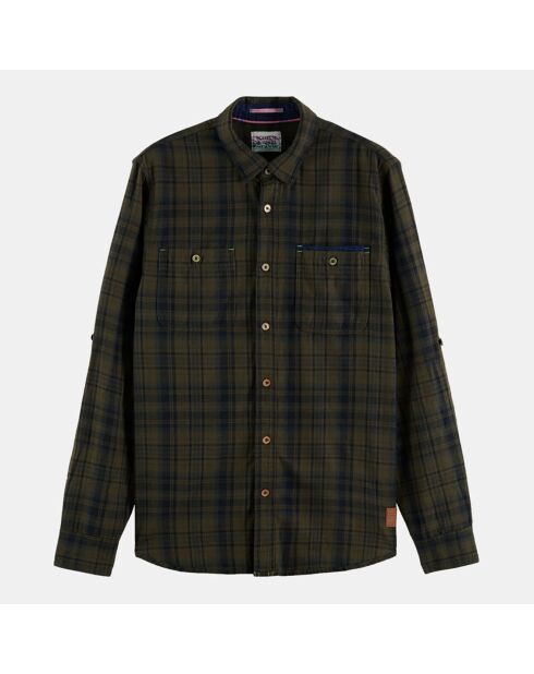 Chemise Regular Fit en Flanelle à carreaux vert foncé