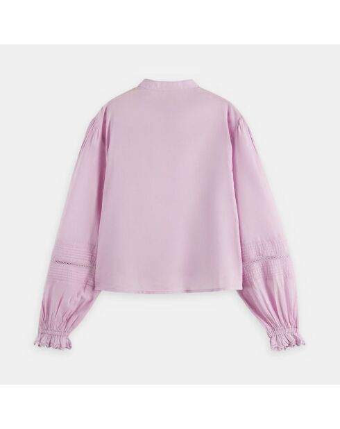 Blouse 100% Coton Bio broderies violet clair