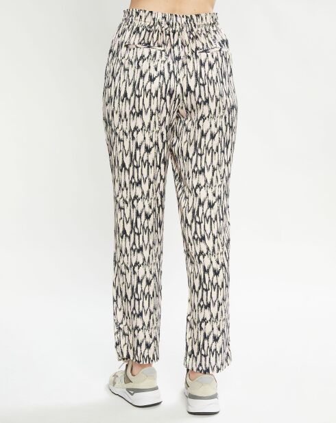 Pantalon fluide Nina rose/écru/noir