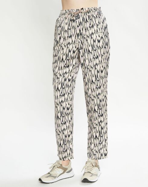 Pantalon fluide Nina rose/écru/noir