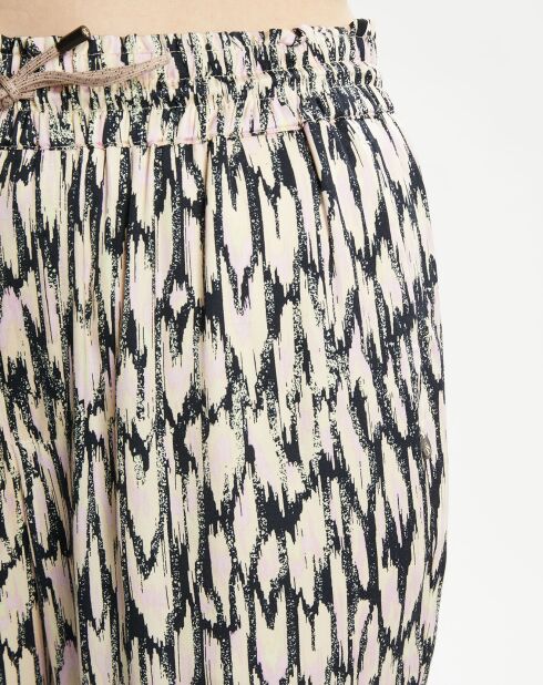 Pantalon fluide Nina rose/écru/noir