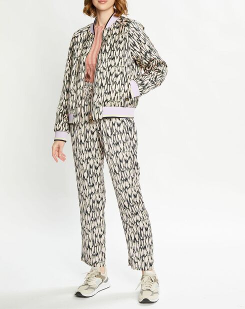 Pantalon fluide Nina rose/écru/noir