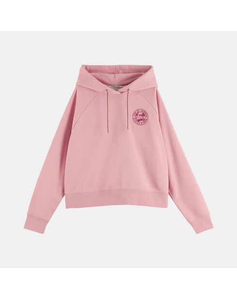 Sweat à capuche en Coton Bio mélangé Raglan rose