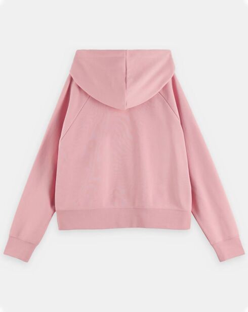 Sweat à capuche en Coton Bio mélangé Raglan rose