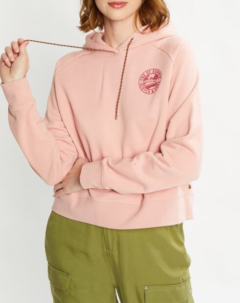 Sweat à capuche en Coton Bio mélangé Raglan rose
