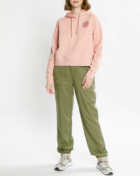 Sweat à capuche en Coton Bio mélangé Raglan rose