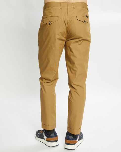 Pantalon Chino en Popeline Blake Pinces camel