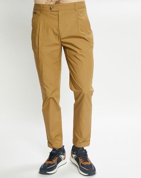 Pantalon Chino en Popeline Blake Pinces camel