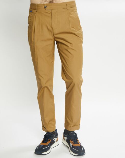 Pantalon Chino en Popeline Blake Pinces camel