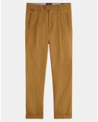 Pantalon Chino en Popeline Blake Pinces camel