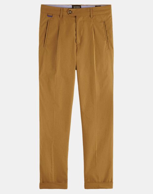 Pantalon Chino en Popeline Blake Pinces camel