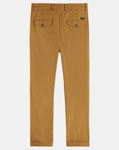 Pantalon Chino en Popeline Blake Pinces camel