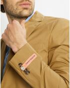 Veste Cintrée en Popeline Stretch 2 boutons camel