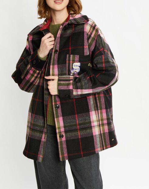 Veste Surchemise en Laine mélangée noir/rose