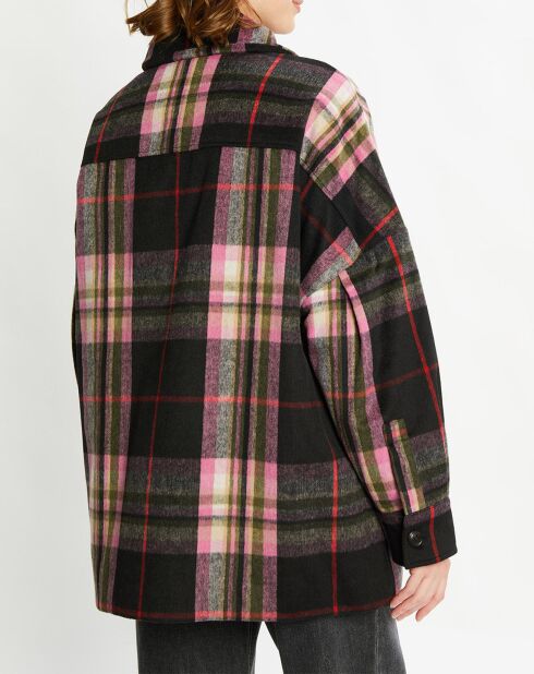 Veste Surchemise en Laine mélangée noir/rose