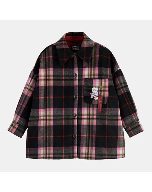 Veste Surchemise en Laine mélangée noir/rose