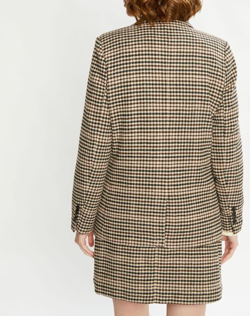 Blazer en Laine mélangée Boutonnage Check beige/marron