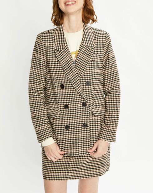 Blazer en Laine mélangée Boutonnage Check beige/marron