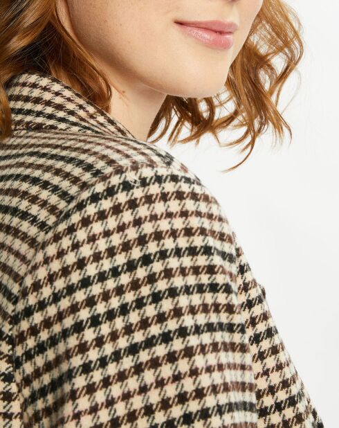 Blazer en Laine mélangée Boutonnage Check beige/marron