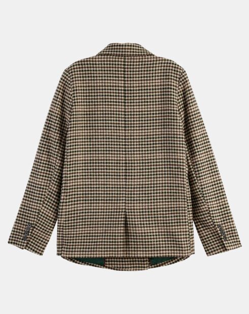 Blazer en Laine mélangée Boutonnage Check beige/marron
