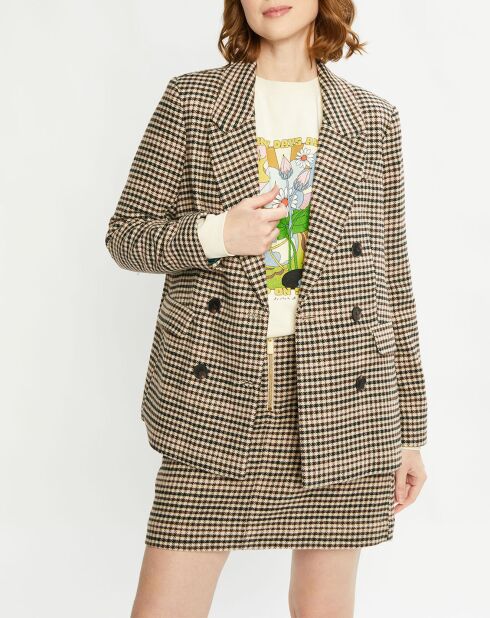 Blazer en Laine mélangée Boutonnage Check beige/marron