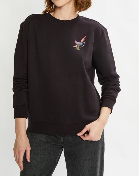 Sweat en Coton Bio mélangé Crewneck noir