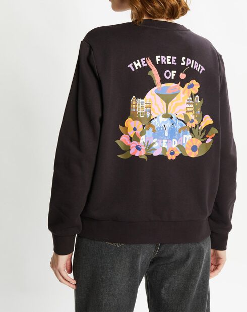 Sweat en Coton Bio mélangé Crewneck noir