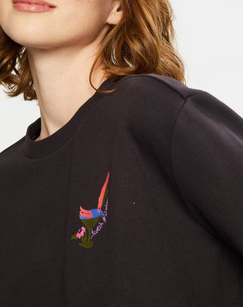 Sweat en Coton Bio mélangé Crewneck noir