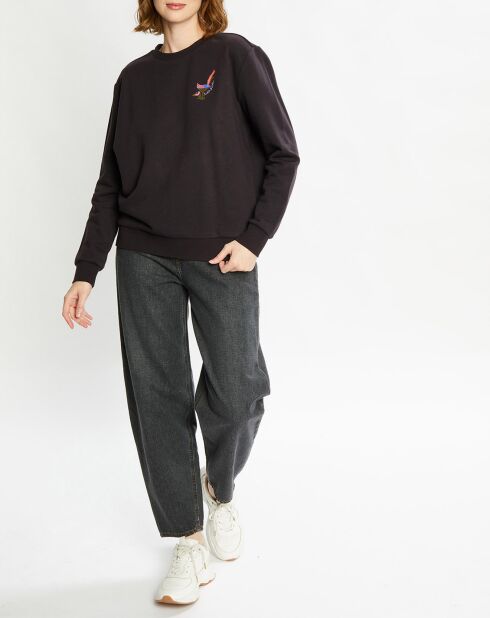 Sweat en Coton Bio mélangé Crewneck noir