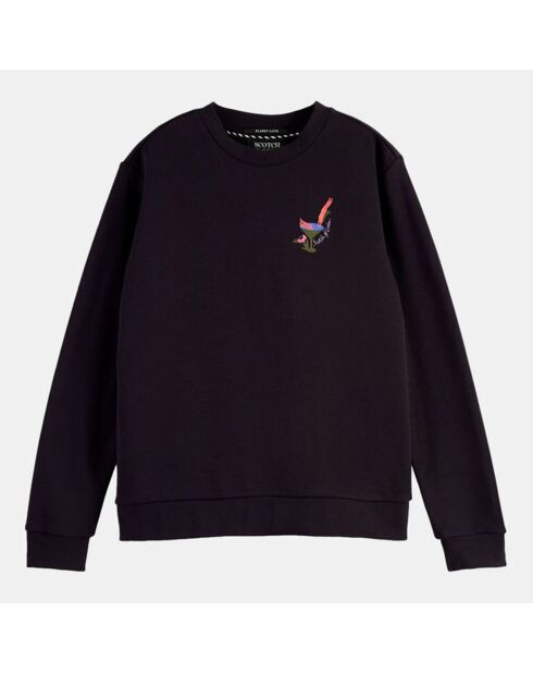 Sweat en Coton Bio mélangé Crewneck noir
